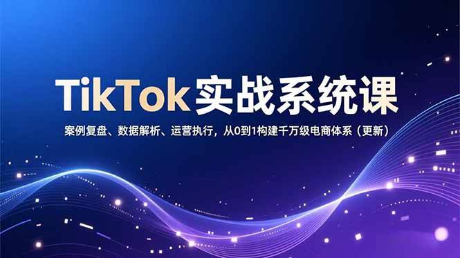 (16918期)TikTok实战系统课,案例复盘、数据解析、运营执行,从0到1构建千万级电商体系(更新)-来福网创
