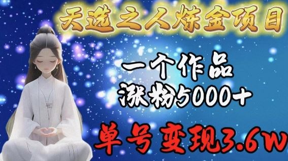 天选之人炼金项目，一个作品涨粉5000+，单号变现3.6w【揭秘】-来福网创