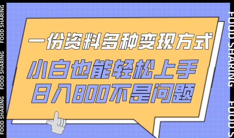 一份资料多种变现方式，小白也能轻松上手，日入800不是问题【揭秘】-来福网创