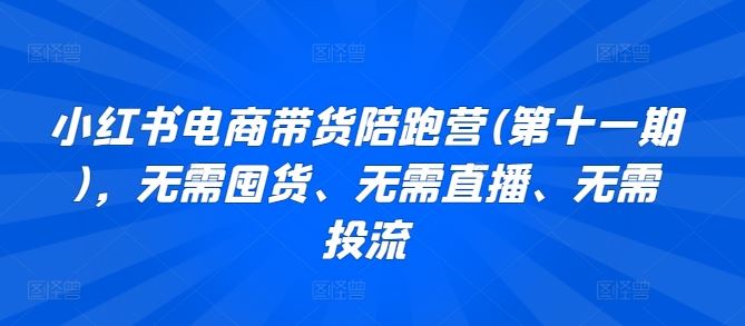 小红书电商带货陪跑营(第十一期)，无需囤货、无需直播、无需投流-来福网创
