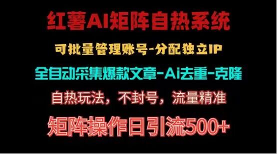 红薯矩阵自热系统，独家不死号引流玩法！矩阵操作日引流500+-来福网创