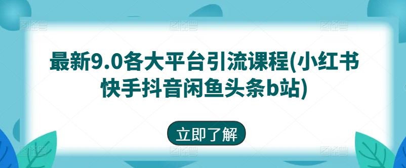 最新9.0各大平台引流课程(小红书快手抖音闲鱼头条b站)-来福网创
