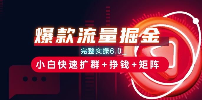 爆款流量掘金_完整实操6.0_小白快速扩群+挣钱+矩阵思路【揭秘】-来福网创