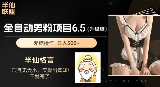 男粉项目6.5升级版，全自动男粉项目，日收入1K+【揭秘】-来福网创