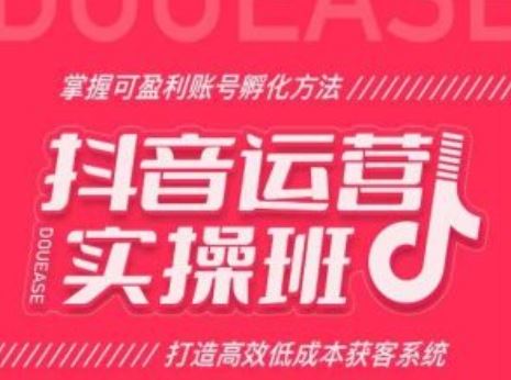抖音运营实操班，掌握可盈利账号孵化方法，打造高效低成本获客系统-来福网创
