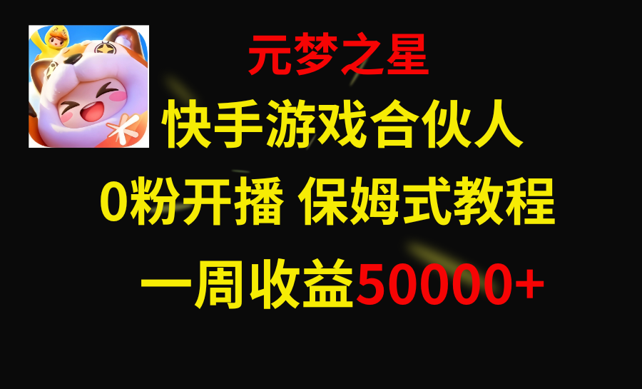 （8373期）快手游戏新风口，元梦之星合伙人，一周收入50000+-来福网创