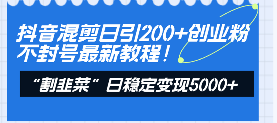 （8349期）抖音混剪日引200+创业粉不封号最新教程！“割韭菜”日稳定变现5000+！-来福网创