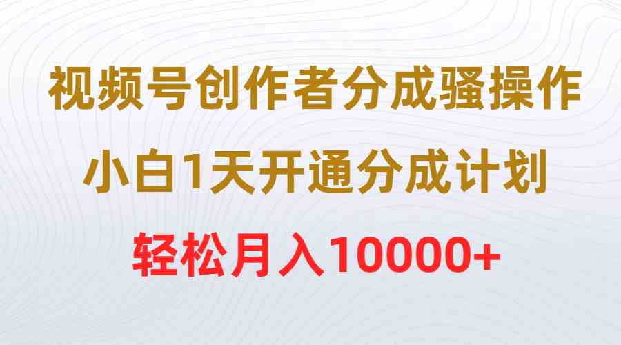（9656期）视频号创作者分成骚操作，小白1天开通分成计划，轻松月入10000+-来福网创
