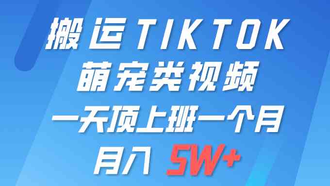 （9931期）一键搬运TIKTOK萌宠类视频 一部手机即可操作 所有平台均可发布 轻松月入5W+-来福网创