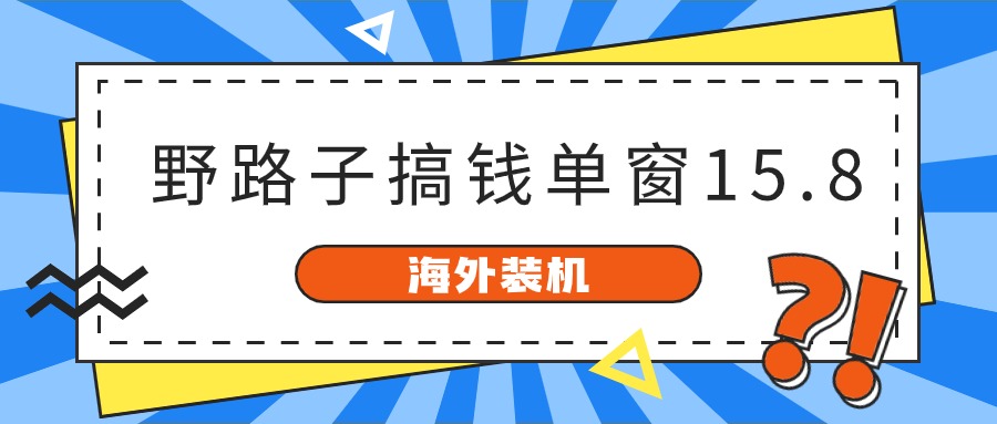 （10385期）海外装机，野路子搞钱，单窗口15.8，已变现10000+-来福网创