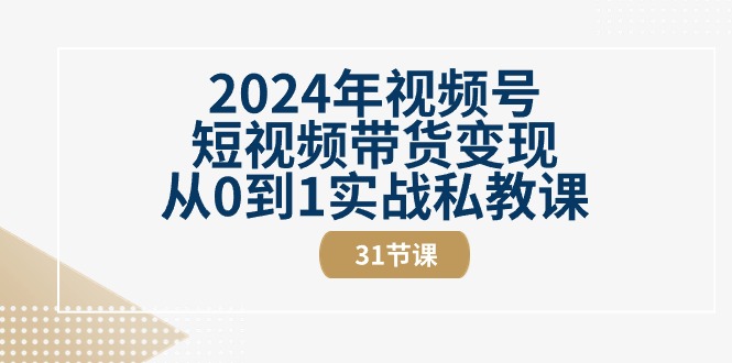 （10931期）2024年视频号短视频带货变现从0到1实战私教课（31节视频课）-来福网创