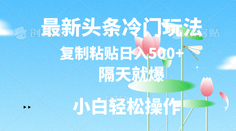 （11414期）最新头条冷门玩法，隔天就爆，复制粘贴日入500+-来福网创