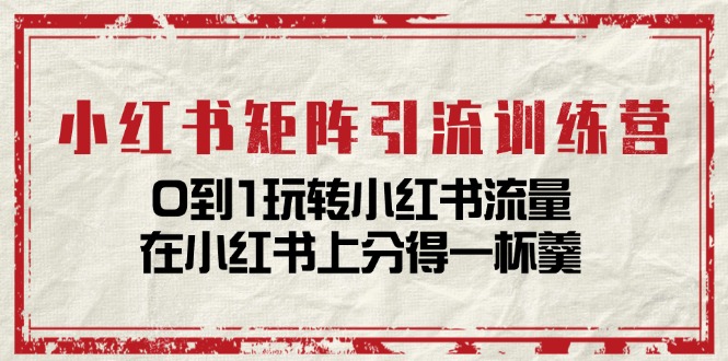 小红书矩阵引流训练营：0到1玩转小红书流量，在小红书上分得一杯羹（14节课）-来福网创