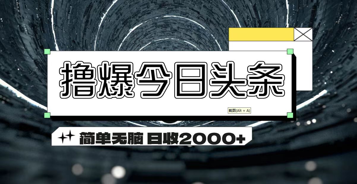 （11665期）撸爆今日头条 简单无脑操作 日收2000+-来福网创