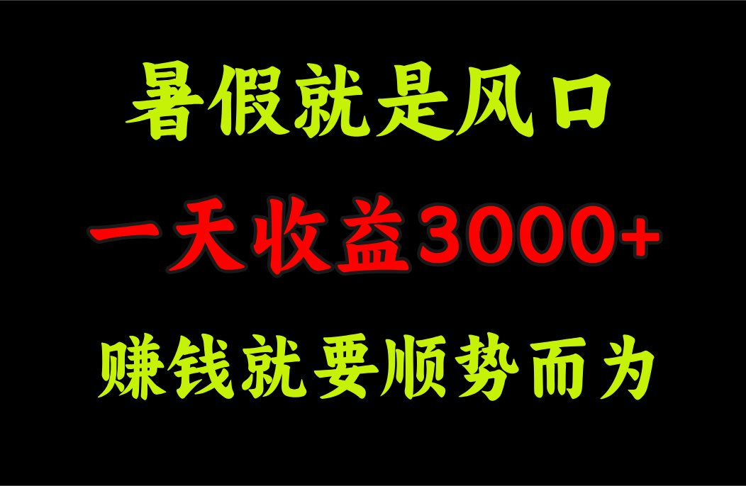 （11670期）一天收益3000+ 赚钱就是顺势而为，暑假就是风口-来福网创