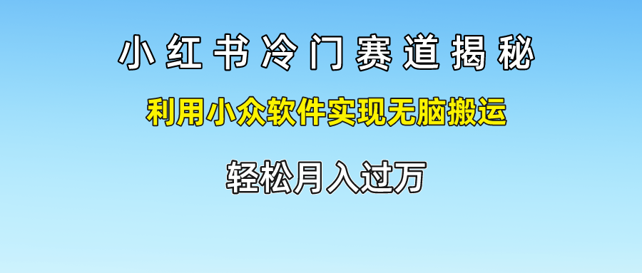 小红书冷门赛道揭秘,利用小众软件实现无脑搬运，轻松月入过万-来福网创