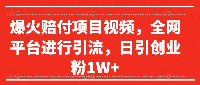 爆火赔付项目视频，全网平台进行引流，日引创业粉1W+【揭秘】-来福网创