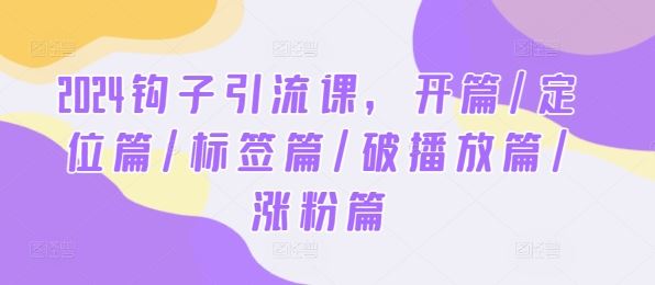 2024钩子引流课，开篇/定位篇/标签篇/破播放篇/涨粉篇-来福网创