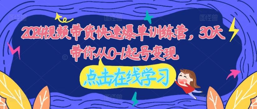 2024视频带货快速爆单训练营，30天带你从0-1起号变现-来福网创