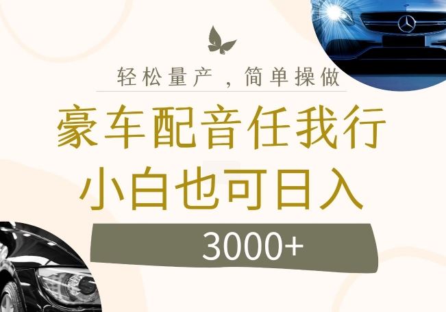 不为人知的暴力小项目，豪车配音，日入几张【揭秘】-来福网创