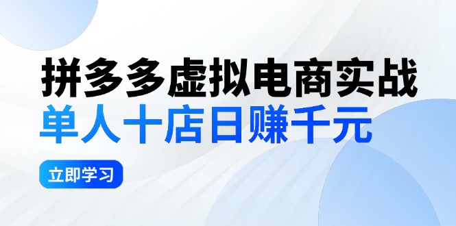 （12326期）拼多多虚拟电商实战：单人10店日赚千元，深耕老项目，稳定盈利不求风口-来福网创
