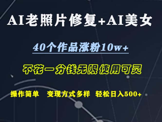 （12489期）AI老照片修复+AI美女玩发  40个作品涨粉10w+  不花一分钱使用可灵  操…-来福网创