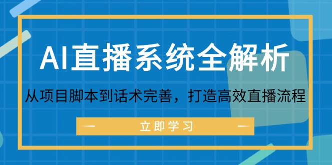 （12509期）AI直播系统全解析：从项目脚本到话术完善，打造高效直播流程-来福网创