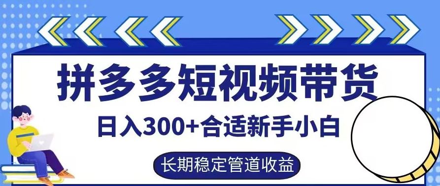 拼多多短视频带货日入300+有长期稳定被动收益，合适新手小白【揭秘】-来福网创
