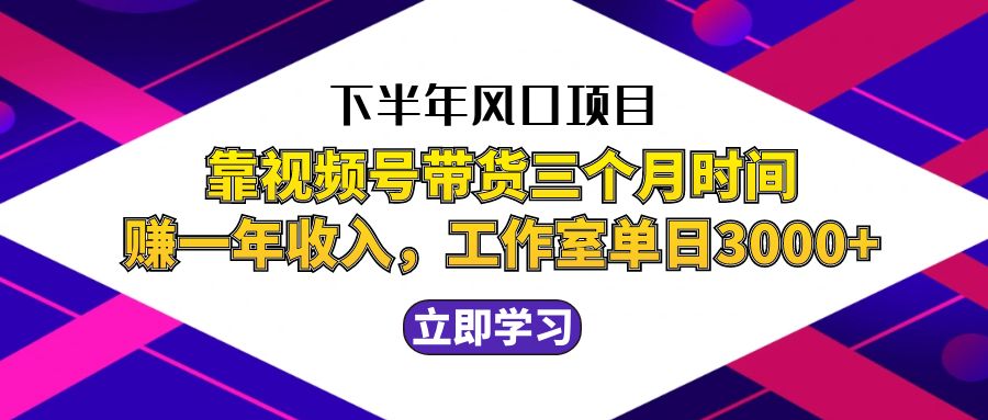 下半年风口项目，靠视频号带货三个月时间赚一年收入，工作室实测单日3…-来福网创