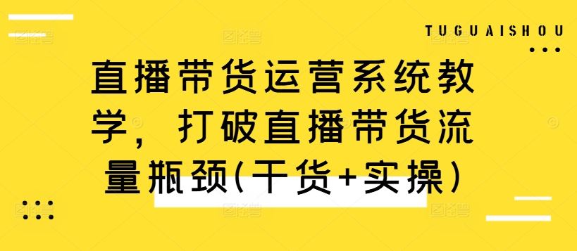 直播带货运营系统教学，打破直播带货流量瓶颈(干货+实操)-来福网创