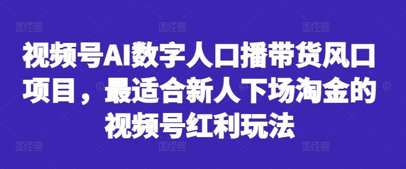 视频号AI数字人口播带货风口项目，最适合新人下场淘金的视频号红利玩法-来福网创
