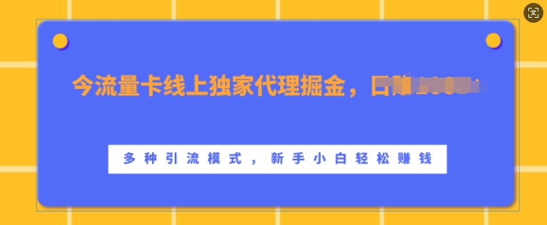 流量卡线上独家代理掘金，日入1k+ ，多种引流模式，新手小白轻松上手【揭秘】-来福网创