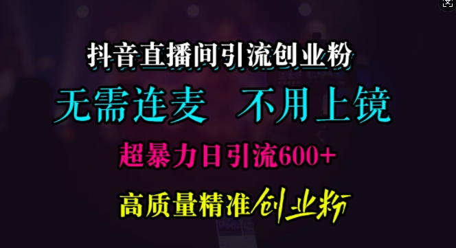 抖音直播间引流创业粉，无需连麦、无需上镜，超暴力日引流600+高质量精准创业粉【揭秘】-来福网创