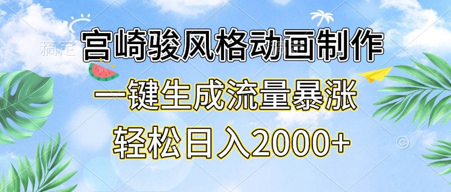 （13386期）宫崎骏风格动画制作，一键生成流量暴涨，轻松日入2000+-来福网创