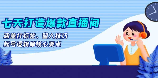 七天打造爆款直播间：涵盖打标签、留人技巧、起号逻辑等核心要点-来福网创