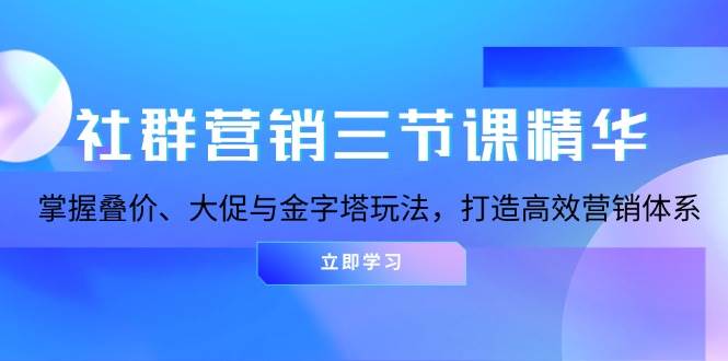 （13431期）社群营销三节课精华：掌握叠价、大促与金字塔玩法，打造高效营销体系-来福网创