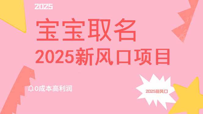 （14593期）2025新风口项目宝宝取名，0成本高利润，附保姆级教程，月入过万不是梦-来福网创