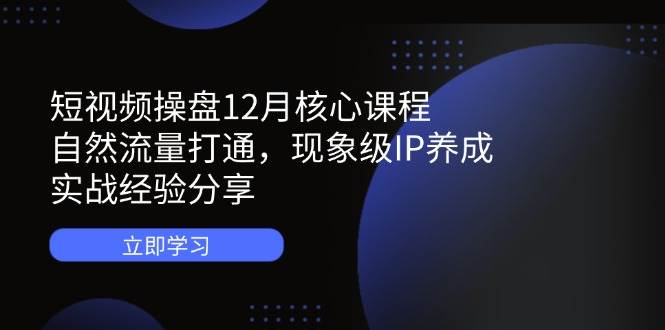 短视频操盘12月核心课程：自然流量打通，现象级IP养成，实战经验分享-来福网创