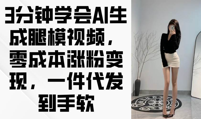 （14537期）3分钟学会AI生成腿模视频，零成本涨粉变现，一件代发到手软-来福网创