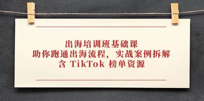 （14555期）出海培训班基础课，助你跑通出海流程，实战案例拆解，含 TikTok 榜单资源-来福网创