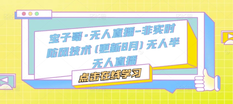 宝子哥·无人直播-非实时防风技术(更新25年5月)无人半无人直播-来福网创