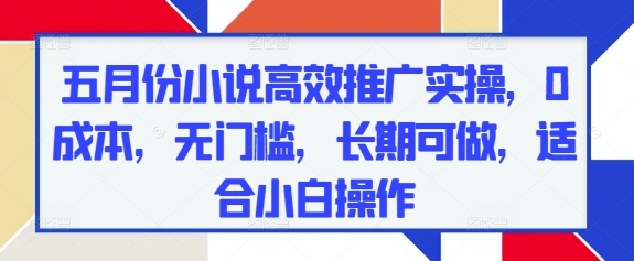 五月份小说高效推广实操，0成本，无门槛，长期可做，适合小白操作-来福网创