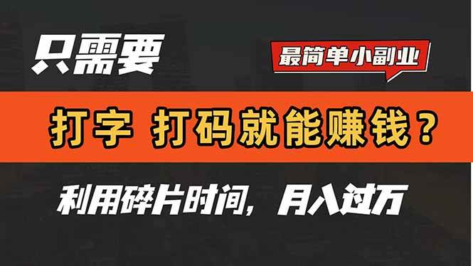 （14673期）只需要打字，打码，就能赚钱？简单的赚钱小副业，利用碎片时间，月入过万-来福网创