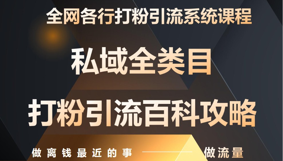 月入9万：全网唯一私域打粉引流神课，零基础手把手带你引流变现-来福网创