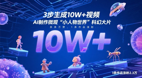 3步生成10W+视频，AI制作微观“小人物世界”科幻大片，条条万赞，1条作品涨粉2.3W-来福网创