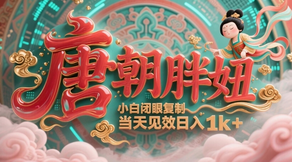 用AI克隆“唐朝胖妞”日更3条，平台疯狂推流，小白闭眼复制，当天见效，日入1k+-来福网创