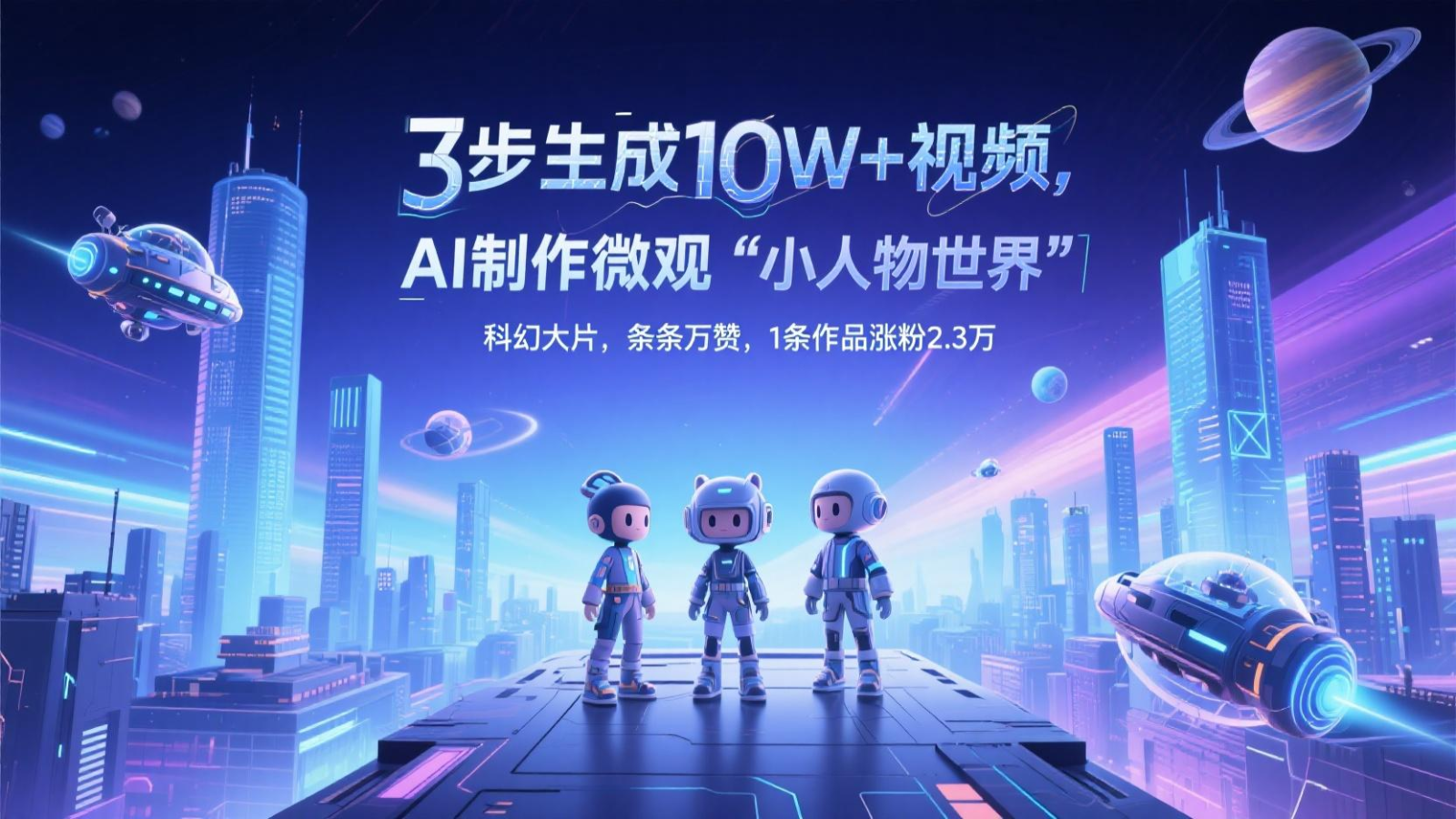 三步生成10W+视频，AI制作微观“小人物世界”科幻大片，条条万赞，1条作品涨粉2.3万-来福网创