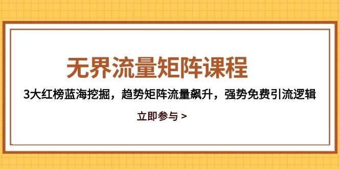 （14763期）无界流量矩阵课程，3大红榜蓝海挖掘，趋势矩阵流量飙升，强势免费引流逻辑-来福网创