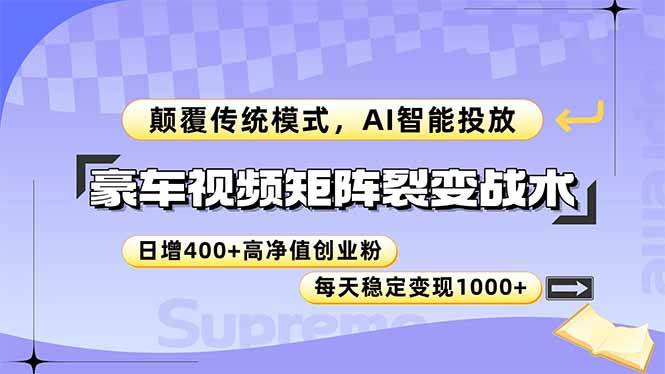 （14903期）豪车视频矩阵裂变战术，颠覆传统模式，AI智能投放，日增400+高净值创业…-来福网创