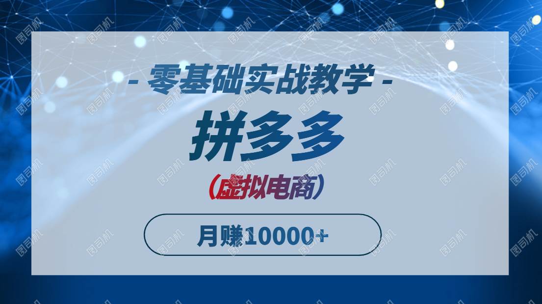 （14880期）拼多多虚拟电商，零基础实战教学，快速打爆商品，新手也能月入10000+-来福网创